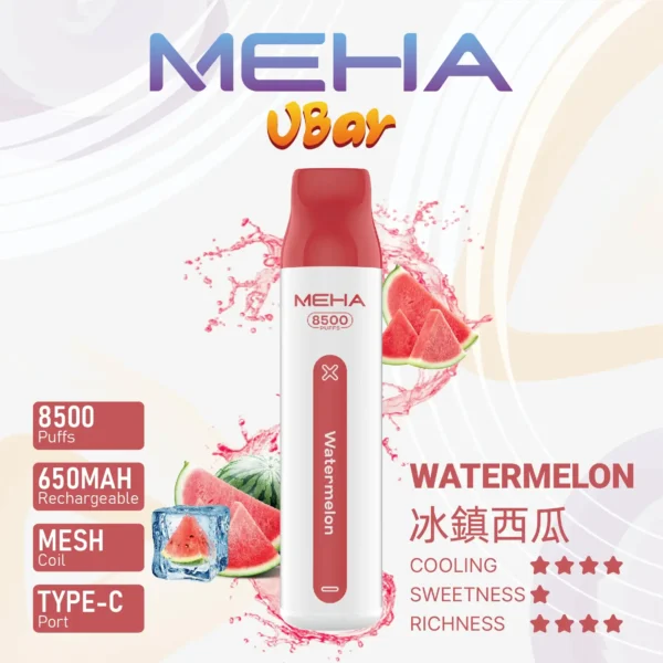 MEHA VBar 魅嗨 小白條 8500口 拋棄式電子煙｜具備 3% 尼古丁鹽黃金配方 台灣現貨
