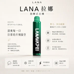 ChatGPT-Image-2026年8月23日-下午04_28_25.webp LANA ZOLT 8000口 拋棄式電子煙|具備 15ml 煙油 台灣現貨