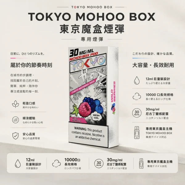ChatGPT-Image-2026年8月25日-下午09_07_55.webp 【買三盒煙彈加150贈主機】TOKYO MOHOO BOX 東京魔盒 10000口專用煙彈|12ml巨量裝 台灣現貨