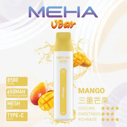 MEHA VBar 魅嗨 小白條 8500口 拋棄式電子煙｜具備 3% 尼古丁鹽黃金配方 台灣現貨